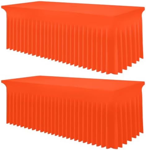 Smiry 2 Pack Spandex Elastic Fitted Table Cloth Skirt for 6FT Table by Smiry
