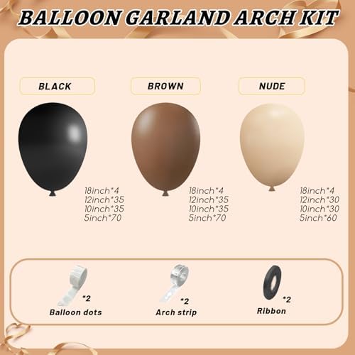 412Pcs Brown Black Nude Balloon Garland Arch Kit, 18 12 10 5 inch Different Size Latex Balloons for Boy First Rodeo Wild West Country Birthday Farm Fiesta Party Decorations - Image 2