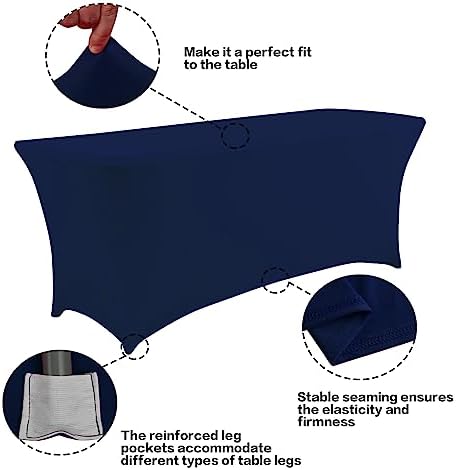 IVAPUPU 8FT Table Cloth for Rectangular Spandex Jean Blue Table Cover - Image 2
