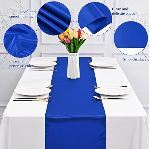 12 Pack Royal Blue Satin Table Runner 12 x 108 Inch Long Premium Table Runners for Wedding Party Events Decoration, Birthday Parties, Banquets Decorations,Graduations, Engagements - Image 4