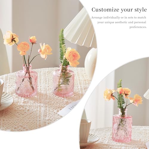 Glass Bud Vases Set of 16 - Pink Assorted Small Mini Glass Vases for Flowers, Crystal Vintage Vase Set, Bulk Centerpieces for Table Décor, Wedding, Home and Events (Pink, 16 Pcs) - Image 6
