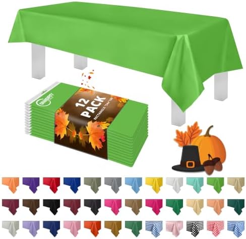 Grandipity Plastic Table Cloth Disposable 12 Pack 54” x 108” Rectangle by Grandipity