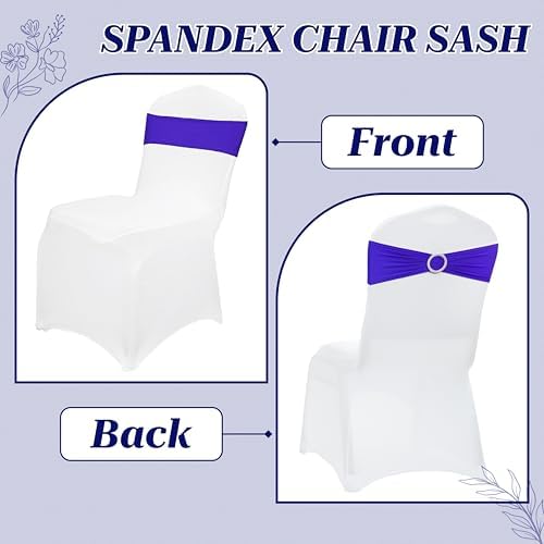 MDS Pack of 10 Spandex Chair Sashes for Wedding Party & Event – Royal Blue - Image 4