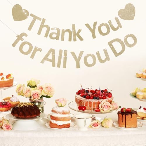 Thank You Banner Appreciation for Employee Appreciation Decorations Teacher Thanks Volunteer Events Office School Organization Thank You Parties (Champagne Gold) - Image 4