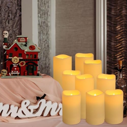 YOROXRG Set of 24 Waterproof Outdoor Flameless Candles, LED Candles with 4 Remote and Timer,(H 4" 5" 6" x D 2.2"),for Halloween Wedding Festiv - Image 2