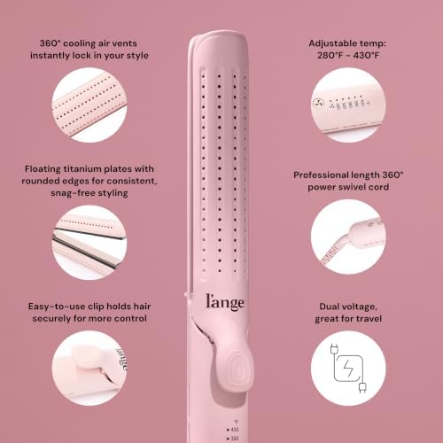 L'ANGE HAIR Le Duo Grande 360° Airflow Styler | Curl & Straighten with One Tool | 5.3" Snag-Free Titanium Plates | Cooling Air Vents to Set Curls | Adjustable Temp & Auto Shut-Off | Blush - Image 3