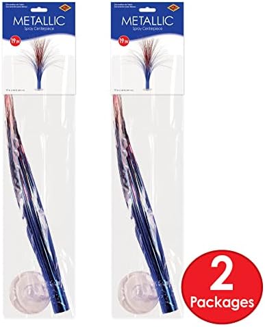 Beistle Metallic Spray Centerpieces 19 Inch Red Silver Blue, Pack of 2 - Image 3