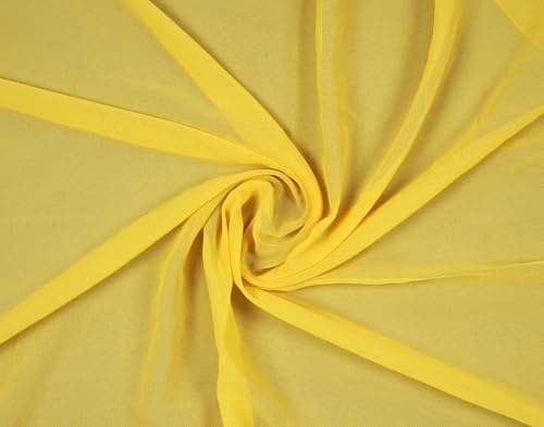30 Yard Chiffon Fabrics, 44" Wide, Lightweight, Sheer – Yellow - Image 3
