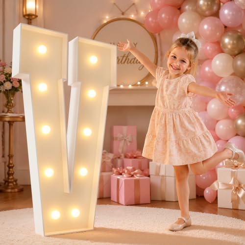 imprsv 4FT Marquee Letters Large Light Up Letters V for Party Decor by Letsmakeitimpressive