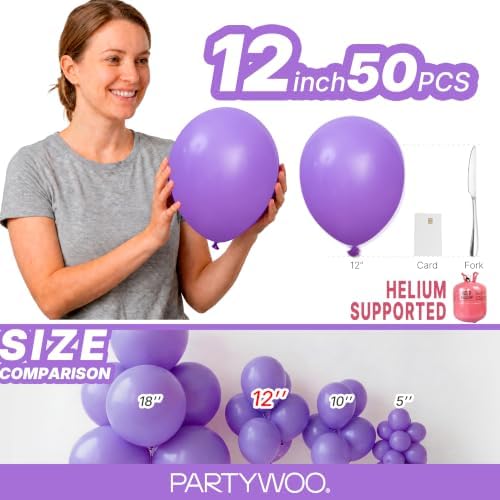 PartyWoo Purple Balloons 50pcs Latex Helium Balloons 12 Inch - Image 6