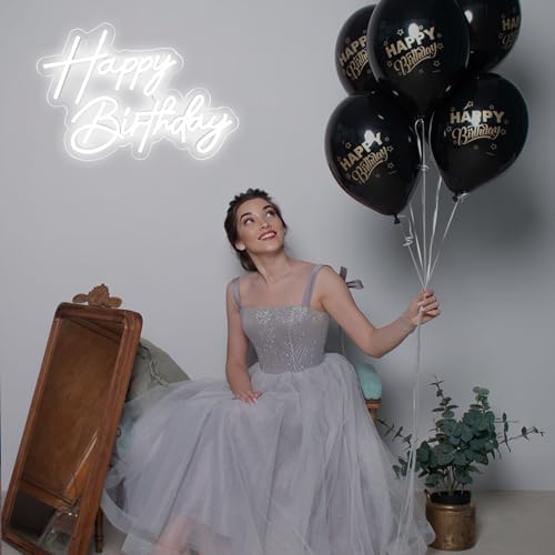 Happy Birthday Neon Sign for Wall Decor 17×12 Inch White Led Neon Light - Image 4