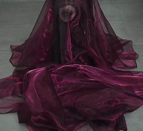 80 Yard Organza Fabric 44" Wide for Wedding Event Décor - Wine - Image 3