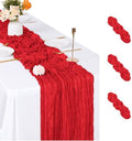3 Pack Red Cheesecloth Table Runner, 17 x 108 inch, Semi Sheer Boho Cheese Cloth Fabric Table Runner Bulk for Wedding, Birthday, Party, Holiday, Home Decor (Red) by ACSUIT