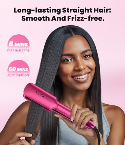 Terviiix Flat Iron Hair Straightener, 1-3/4 Inch Wide Plate - Image 2