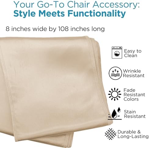 Leading Linens 12 pcs Ivory 108"x8" Satin Bow Sash Chair Cover Decoration - Image 2