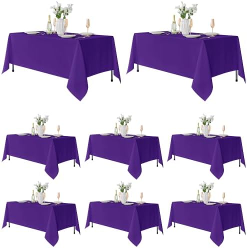 Fitable 8 Pack Purple Tablecloths 60x102 Inch for 6 Ft Rectangle Tables by Fitable