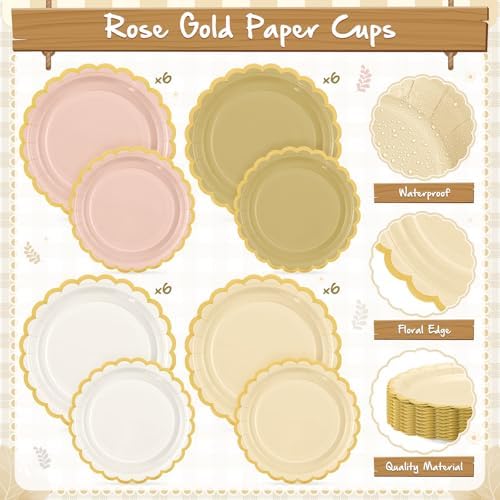 Mimorou 169 Pcs Rose Gold Plates Napkins Cups Flatware Set - Image 3