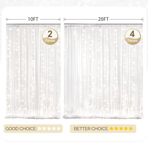 30x10ft White Tulle Backdrop Curtain with Lights String for Parites, Sheer Photo Backdrop Curtains with Lights for Wedding Backdrop Ceremony Reception Bridal Shower Baby Shower Birthday Party - Image 7