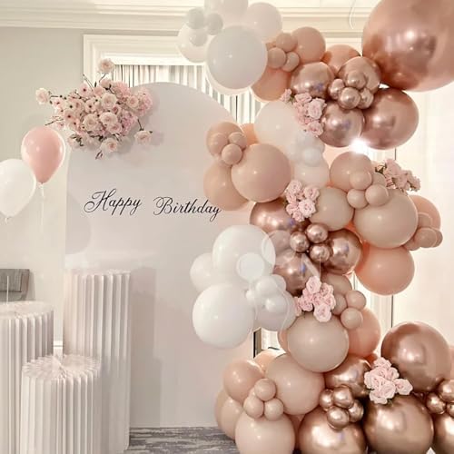 Voircoloria 66pcs Metallic Rose Gold Latex Party Balloons, 12inch - Image 4