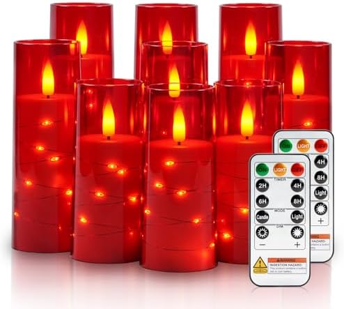 Raycare 9 Pcs Flameless Battery Operated Pillar Candles with Remote Timer by Raycare