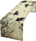 Gothic Crow Forest Table Runner, Halloween Flying Spooky Black Raven Crow Black Dark Wings Thriller Dinner Runner for Farmhouse Party Holiday Home Kitchen Dining Table Decor 13"x60" by SHElifestyle