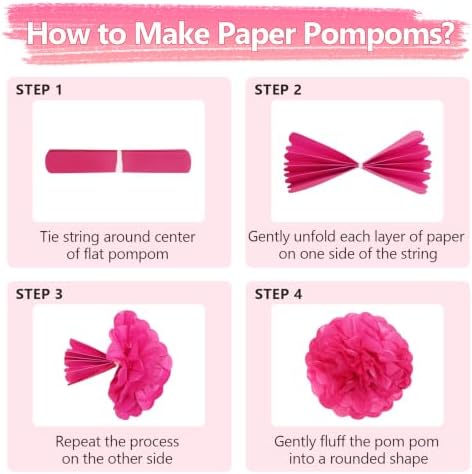 19 Pcs Pink Orange Party Decorations, Hanging Paper Lanterns, Paper Flowers Fans, Tissue Pom Poms, Floral Backdrop Wall Decor for Groovy Birthday Sunset Fall Bridal Shower Wedding Classroom - Image 4