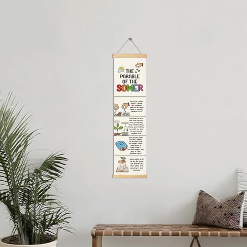 Christian Hanging Banner, The Parable of the Sower Poster, Bible Lesson for Kids, Christian Home Decor for Playroom Church Room, Family Hanging of Scripture and Words Decorations 10 - Image 4