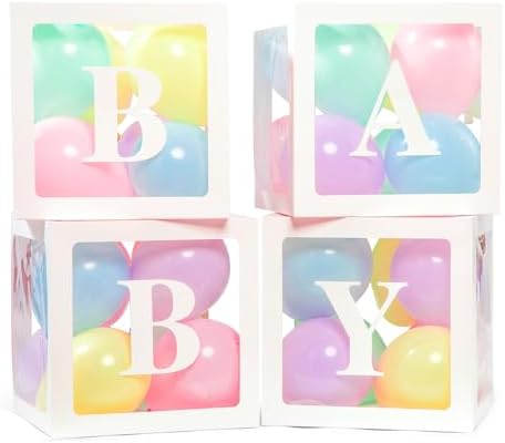 Voircoloria Baby Balloon Boxes with Letters, 4 Transparent Balloon Boxes by Voircoloria