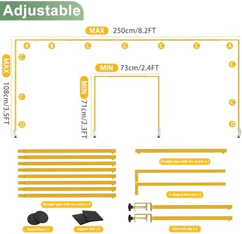 Putros Over the Table Rod Stand with Clamps, Table Arch Set of 2, Gold - Image 2