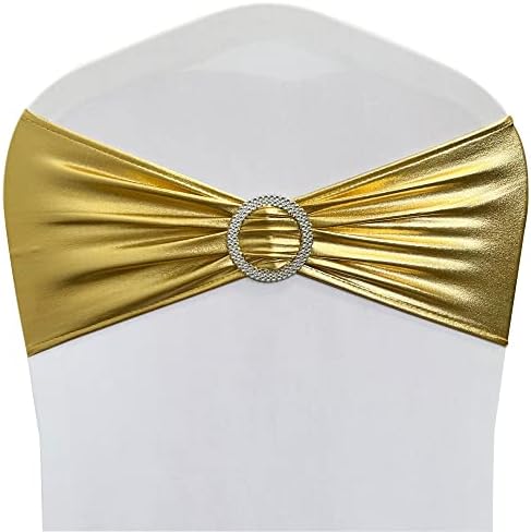 Spandex Chair Sashes Bands, Metallic Gold, 30PCS by Maiangel
