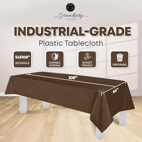 Grandipity Plastic Table Cloth Disposable 12 Pack 54” x 108” Rectangle - Image 2
