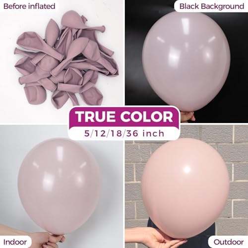 Bezente Dusty Pink Balloons Latex Party Balloons 100 Pack 12 inch - Image 2