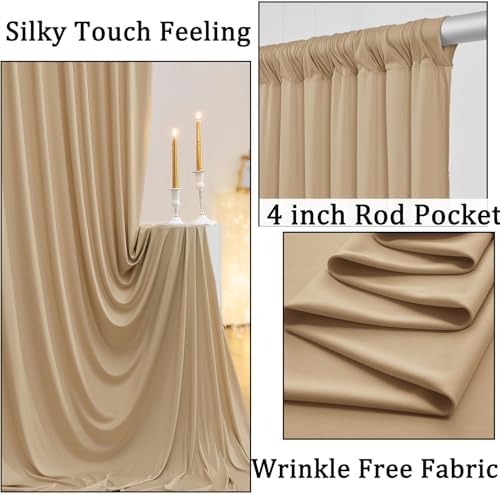 50ftx10ft Wrinkle Free Champagne Backdrop Curtains for Parties, 10 Panels 5x10ft Thick Polyester Backdrop Drapse for Weddings Birthday Photography Background Curtains - Image 2
