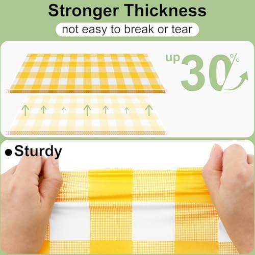misaya 12 Packs Yellow White Buffalo Gingham Plastic Disposable Table Cloth - Image 2