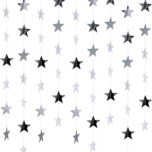 Patelai Glitter Star Garland Banner 2026 Party Decor 130 Feet Star Hanging Streamers Twinkle Backdrop for Classroom Birthday Graduation Wedding Supplies(Silver) by Patelai