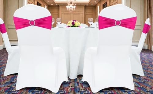 MDS Pack of 150 Spandex Chair Sashes for Wedding Party & Event – Magenta - Image 6