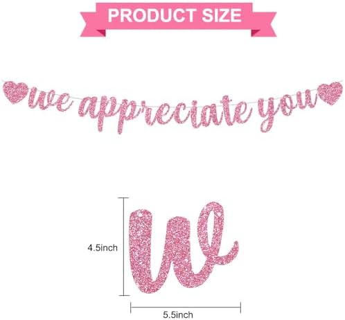 BEISHIDA Pink We Appreciate You Banner - Employee Appreciation Banner for Office Party Decorations, Thank You for Employee, Teacher, Doctor, Nurse, Staff Appreciation - Image 2