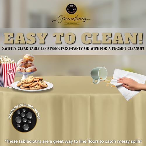 Grandipity Plastic Table Cloth Disposable 12 Pack 84" Round Beige - Image 3