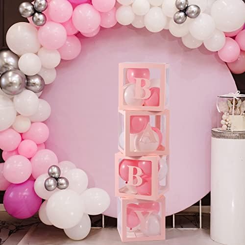 Voircoloria Baby Boxes with Letters, Pink, 4 Transparent Balloon Boxes - Image 5