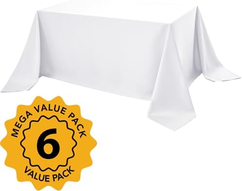 6-Pack White Tablecloths for Rectangle Tables, 90 x 156 Inches - Image 2