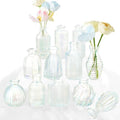 Bud Vases Set of 12, Iridescent Glass Vase for Decor Centerpieces by PHUNTTEK