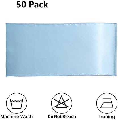Satin Baby Blue Chair Sashes Bows 50 Pack for Wedding Party, Light Blue Sashes for Chair Covers and Chairs Decor - Image 4