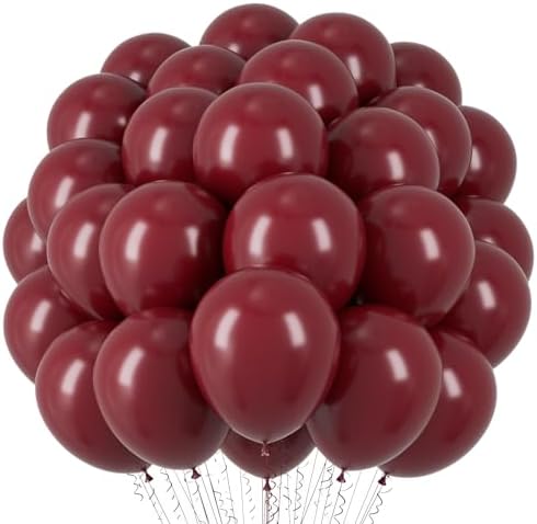 Voircoloria 66pcs Burgundy Maroon Latex Party Balloons, 12inch by Voircoloria