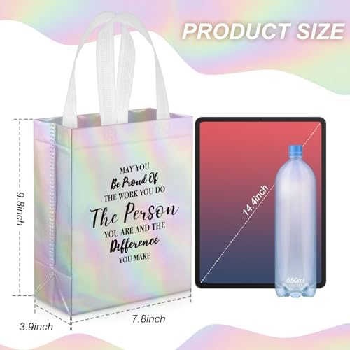 36 Pcs Thank You Reusable Gift Bags Employee Appreciation Gift Bags May You Be Proud Team for Employee Teacher Student Coworker Secretary Assistant Gifts(Laser Silver,10x8x4Inch) - Image 3