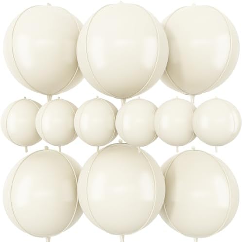 12 Pcs Cream White Round Foil Balloons Boho Birthday Prom Decor 22" 10" by vibzox