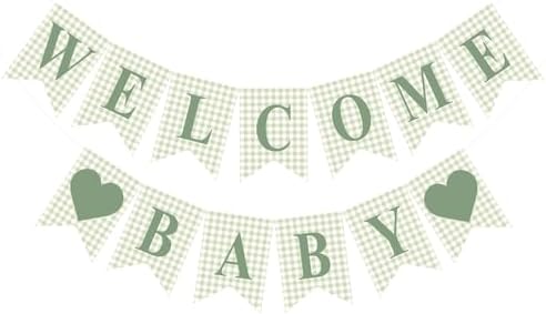 Hahafelt Welcome Baby Banner for Baby Shower Decorations, Green by Hahafelt