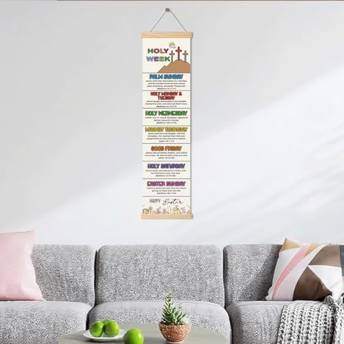 Happy Easter Decor, Holy Week Poster, Easter Story Banner Decor for Home Church, Bible Verse Wall Door Decoration, Church Activity Kids, Family Hanging of Scripture and Words Decorations 07 - Image 6