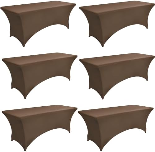 6-Pack 6ft Spandex Table Covers for Rectangle Standard Folding Tables - Wrinkle Resistant Stretch Tablecloths - Ultimate Fitted Table Protector for Parties, Trade Shows, Wedding by Unknown