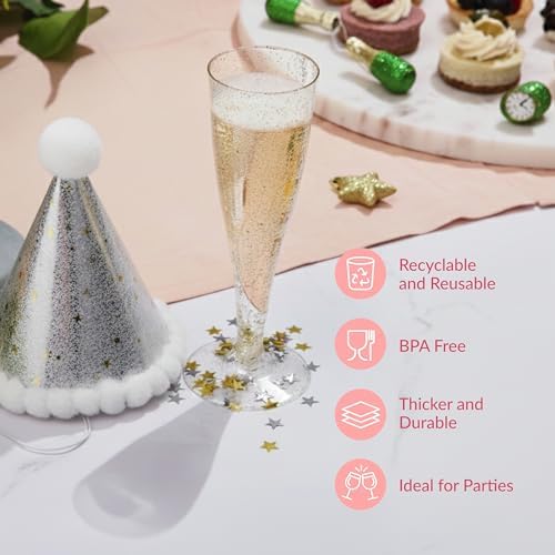 Prestee Disposable Champagne Flutes, 4.5 oz Plastic Champagne Glasses - Image 5