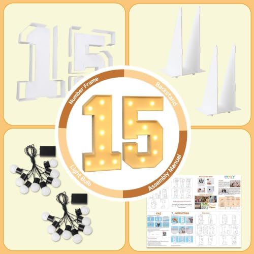 imprsv 15 Marquee Numbers, 3FT Light Up Numbers for 15th Birthday Decor - Image 5
